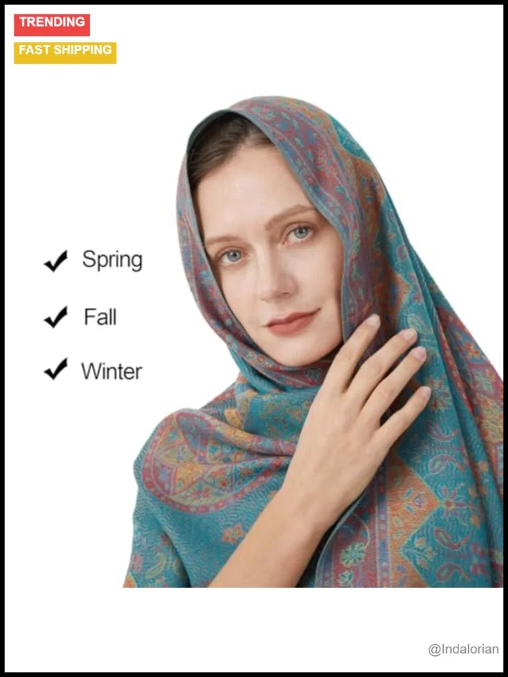 Paisley Pashmina Shawl Scarf - Reversible Ethnic Jacquard Wrap for Travel